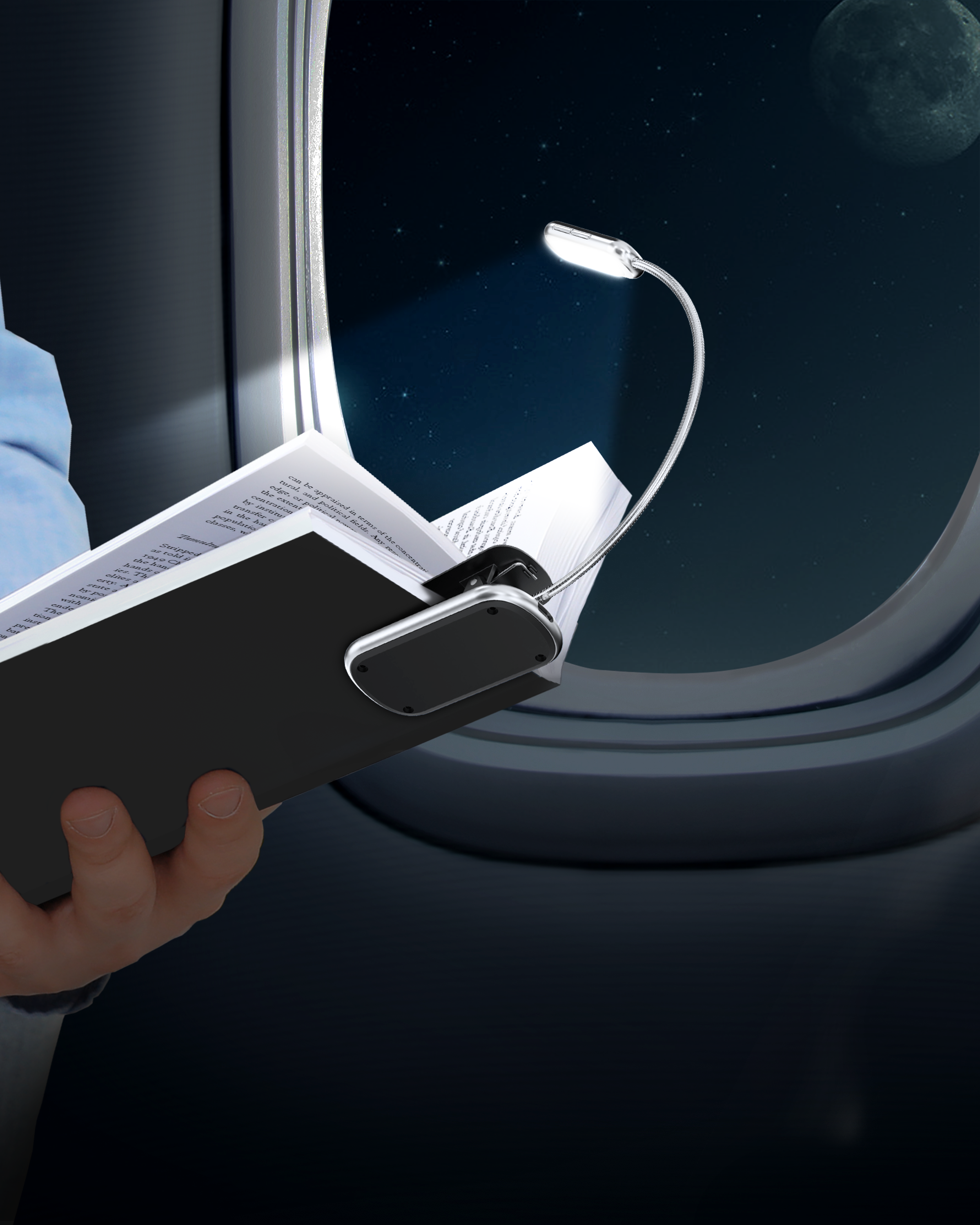 reading while traveling with Glocusent book lights