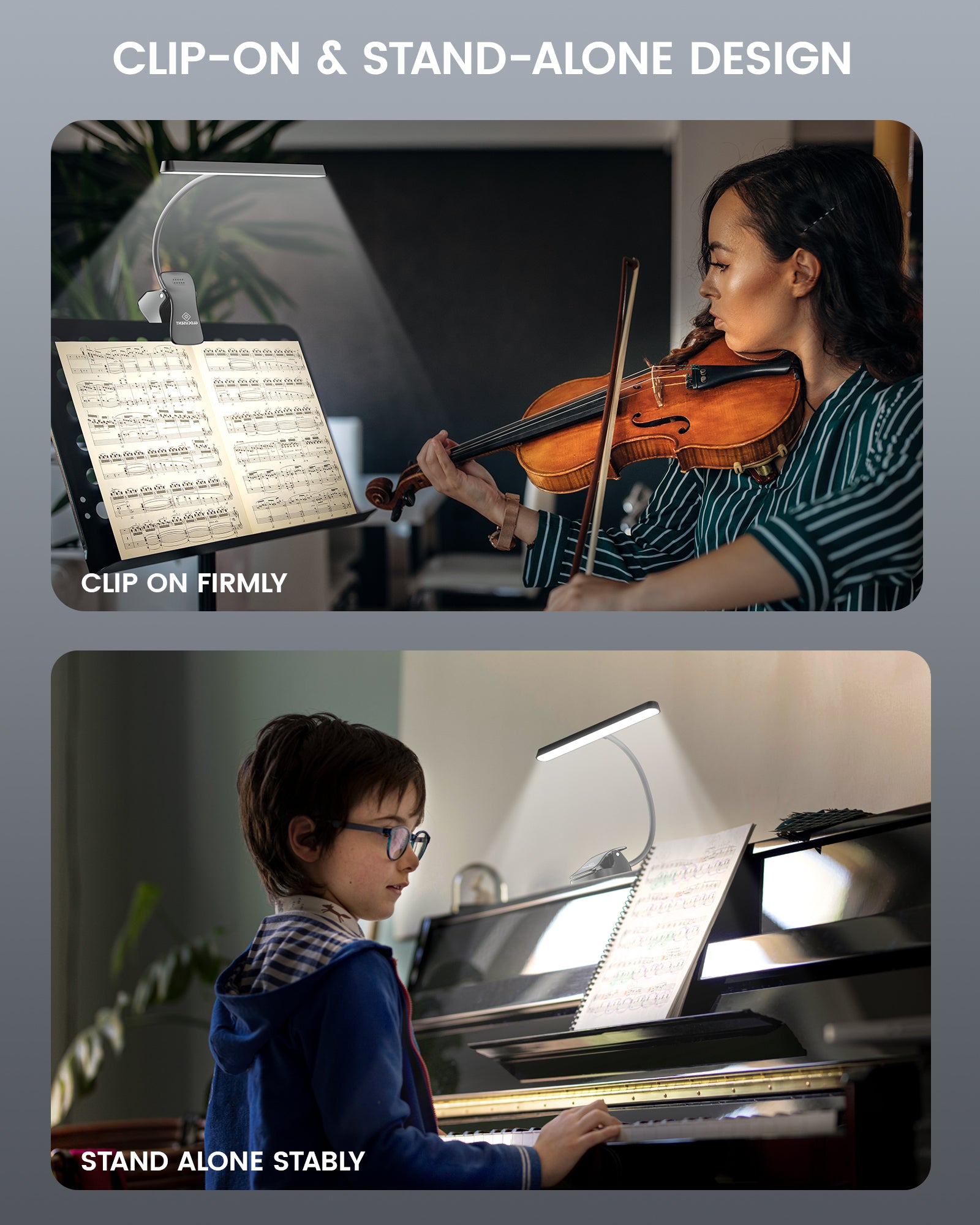 clip on & stand alone piano light