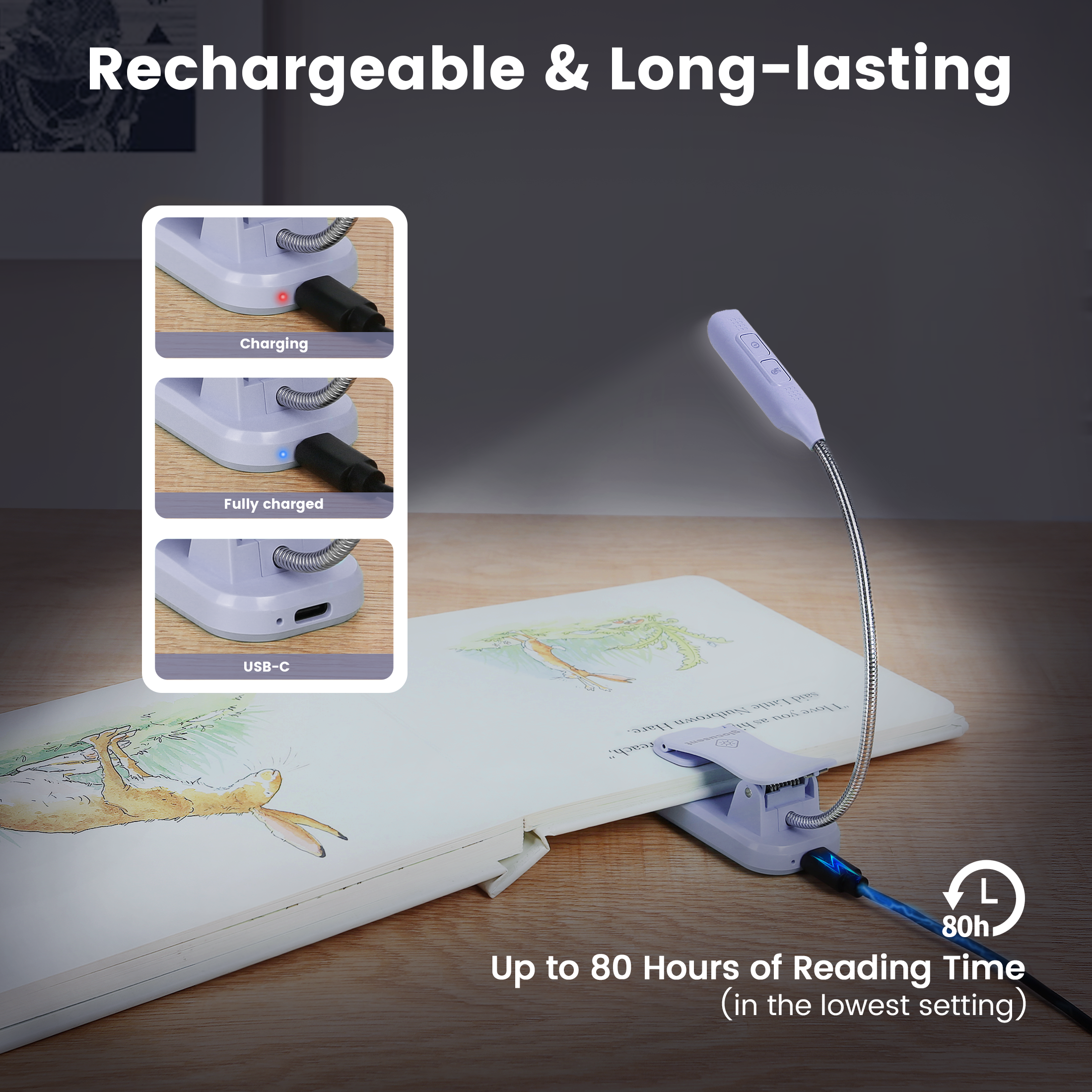 rechargeable amber book light