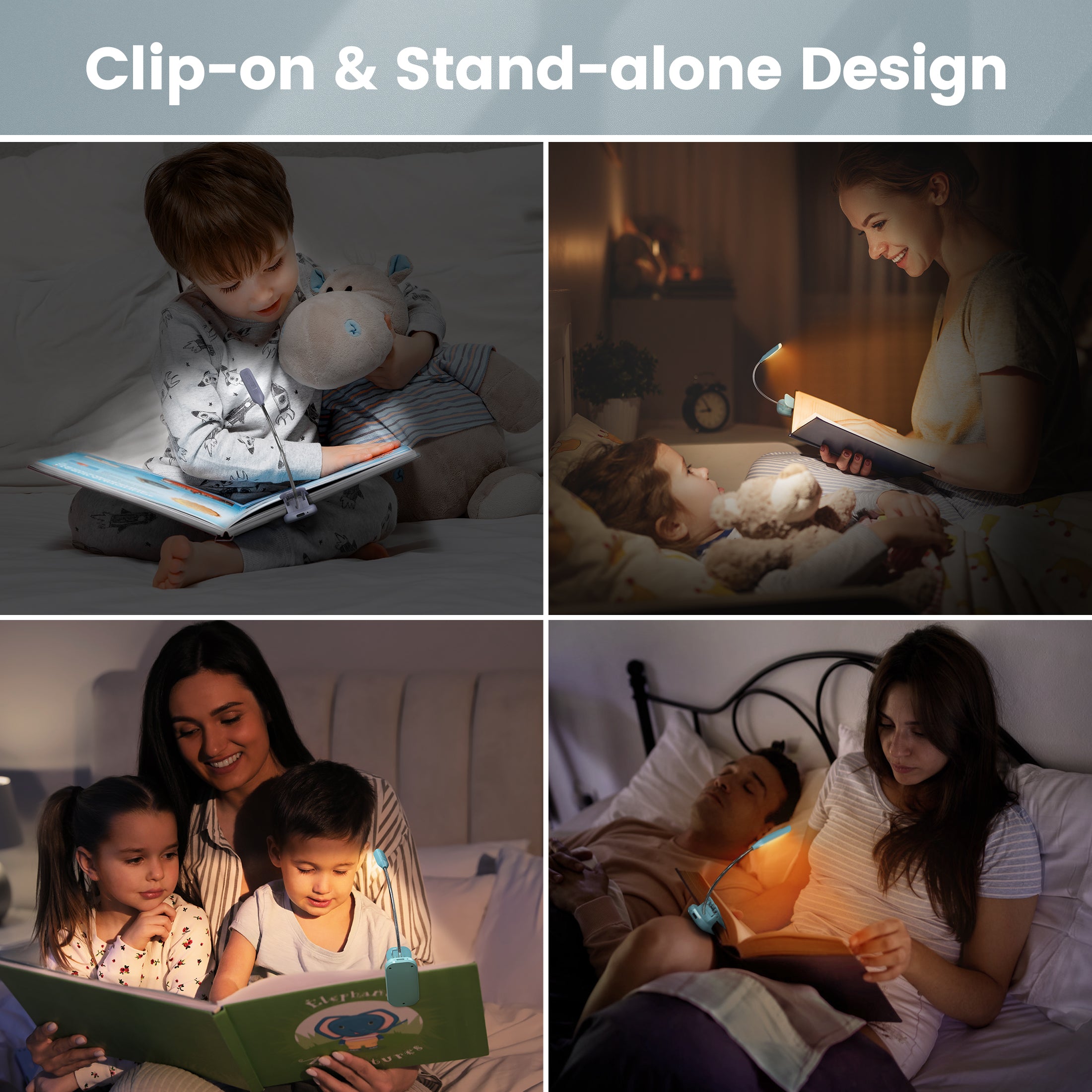 Glocusent Lightweight Rechargeable 10 LED Amber Book Light for for Kids