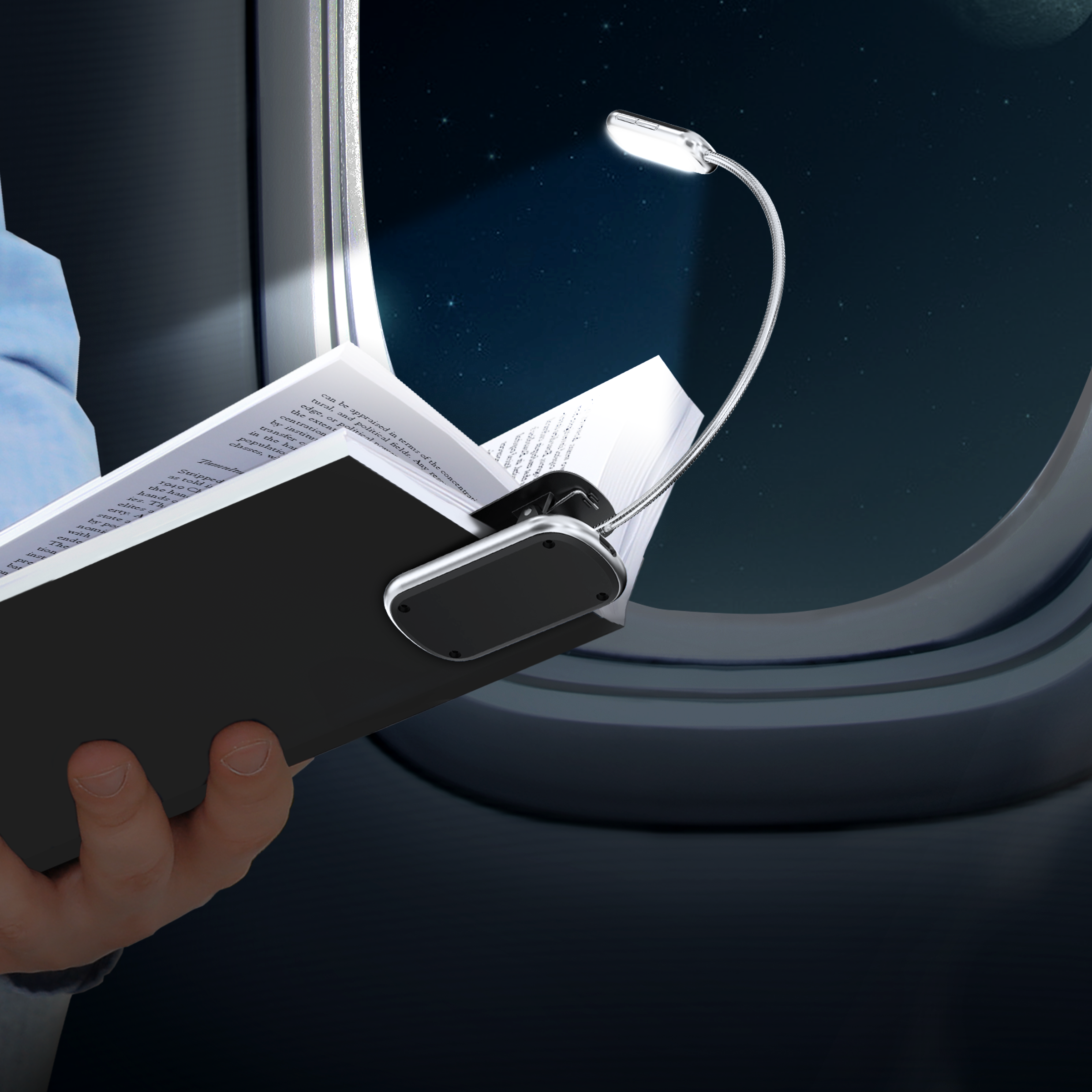 reading while traveling with Glocusent book lights