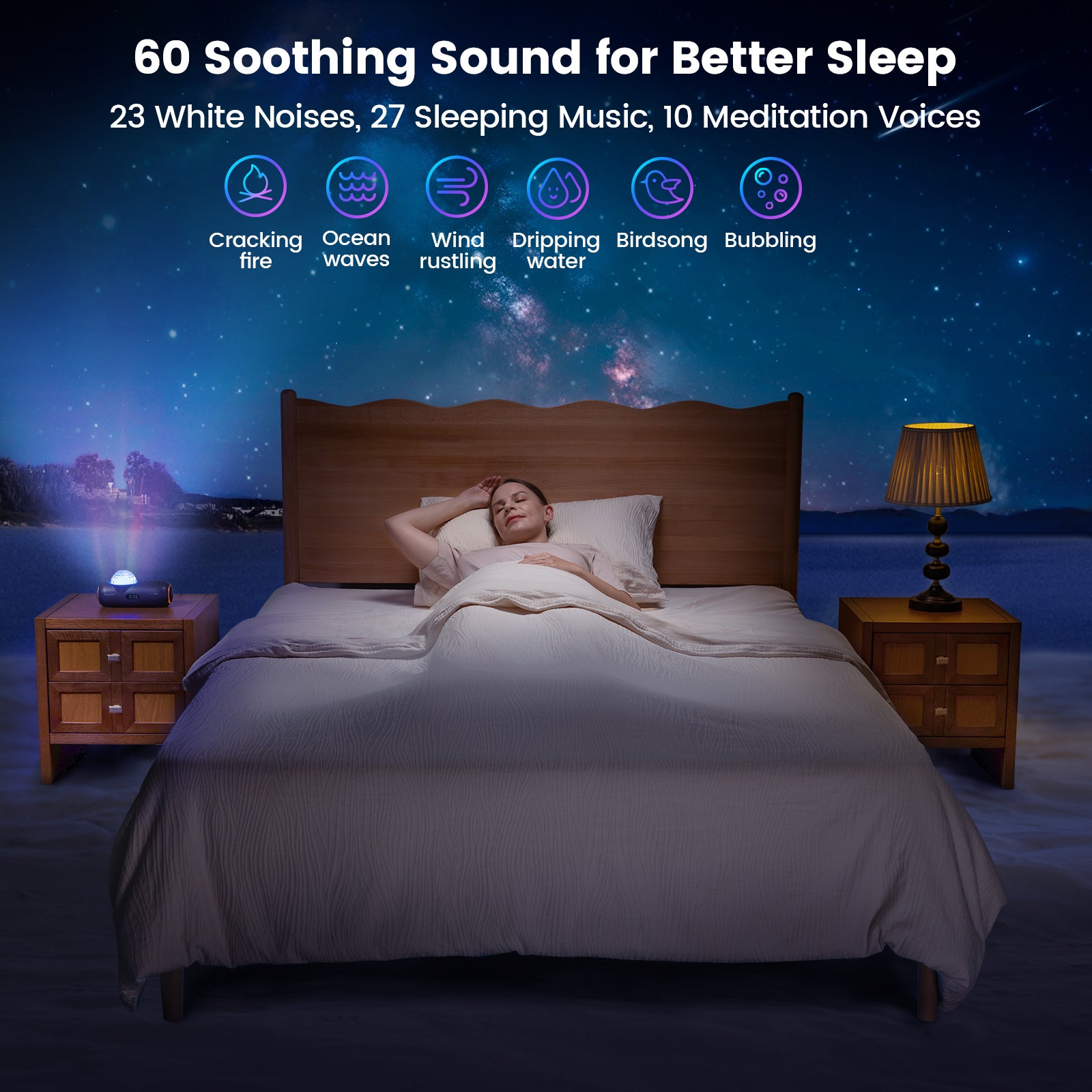 Glocusent Sleeping Pod Starry Lamp with White Noise Sound Machine