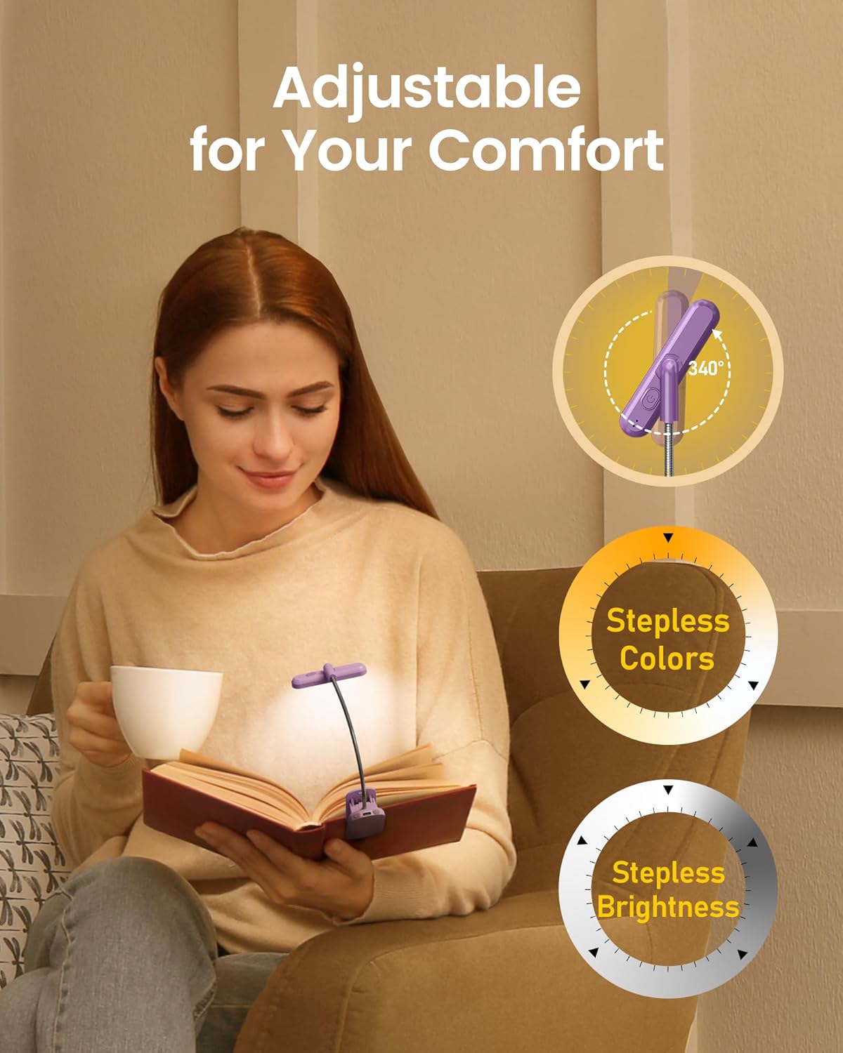 Glocusent Rotatable Clip on Book Light