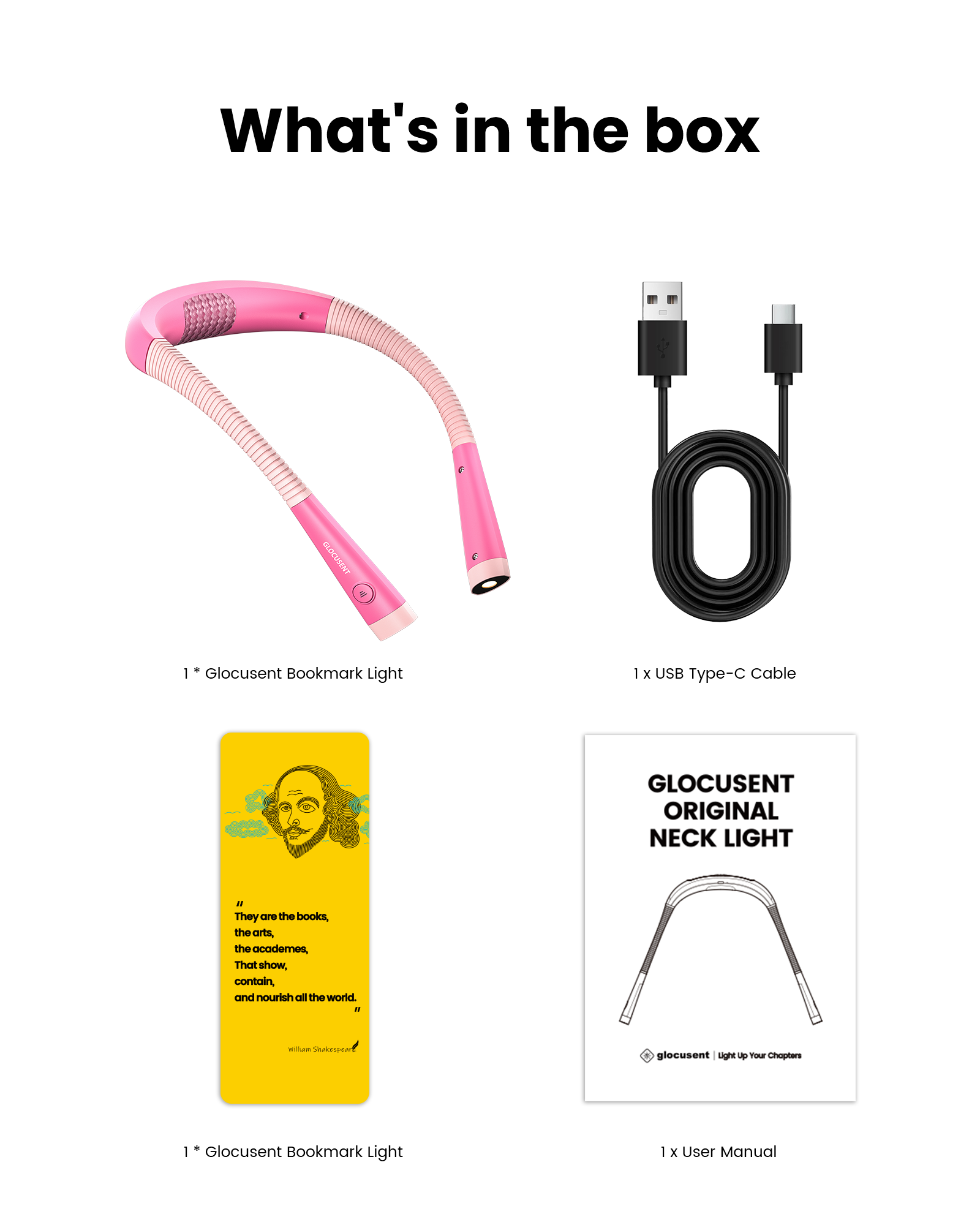 Glocusent Neck Light What's in the box
