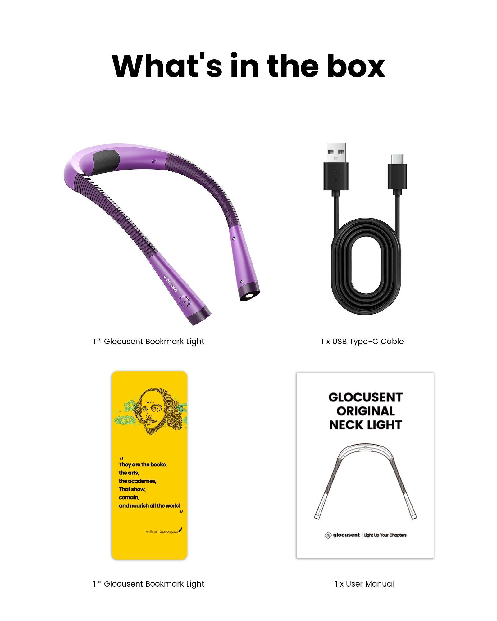 Glocusent Neck Light What's in the box