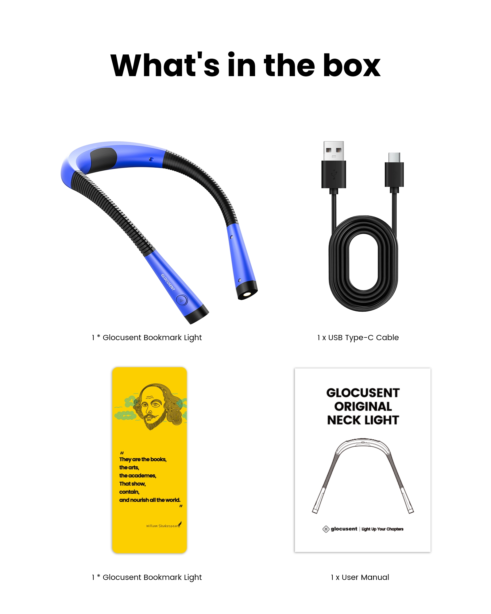 Glocusent Neck Light What's in the box