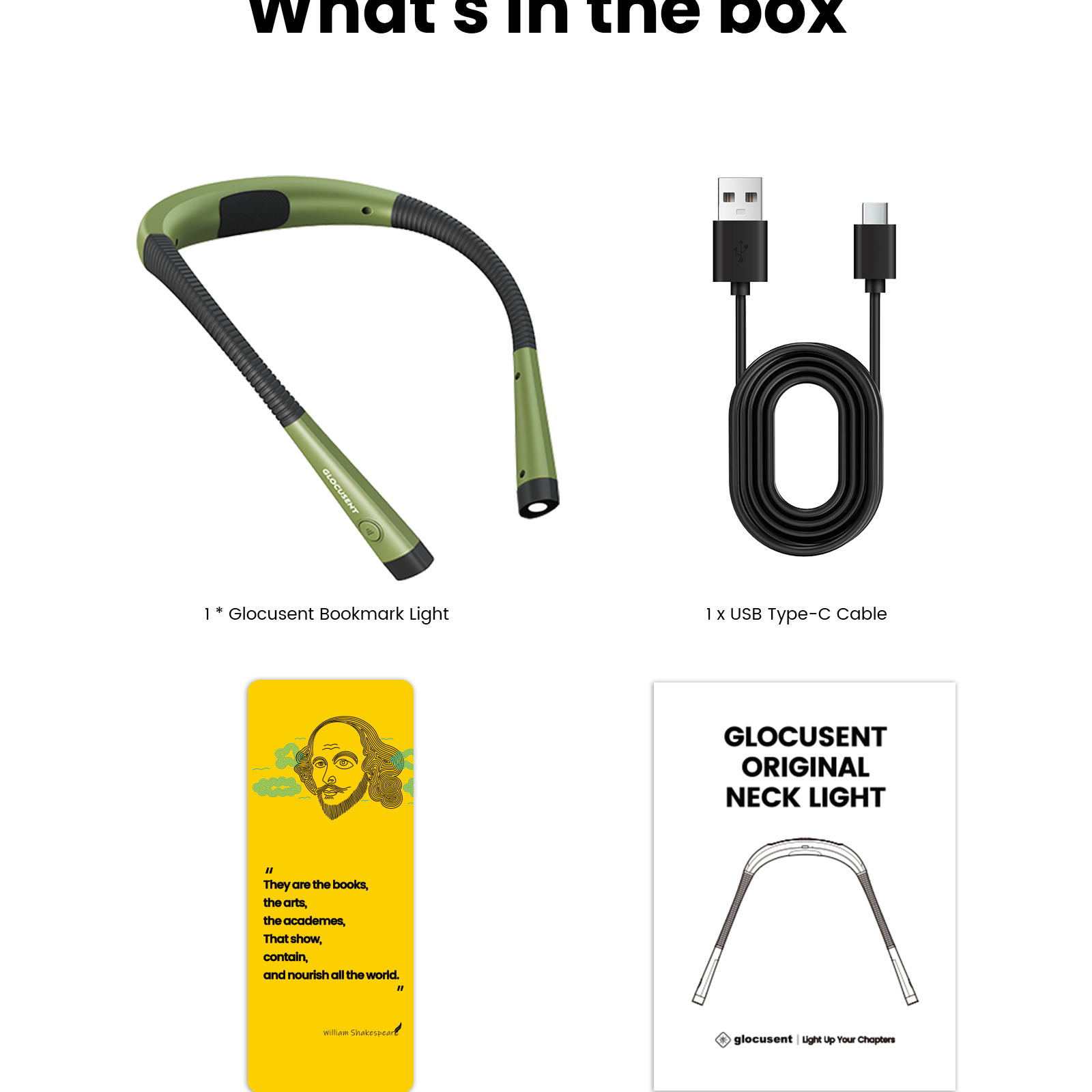 Glocusent Neck Light What's in the box