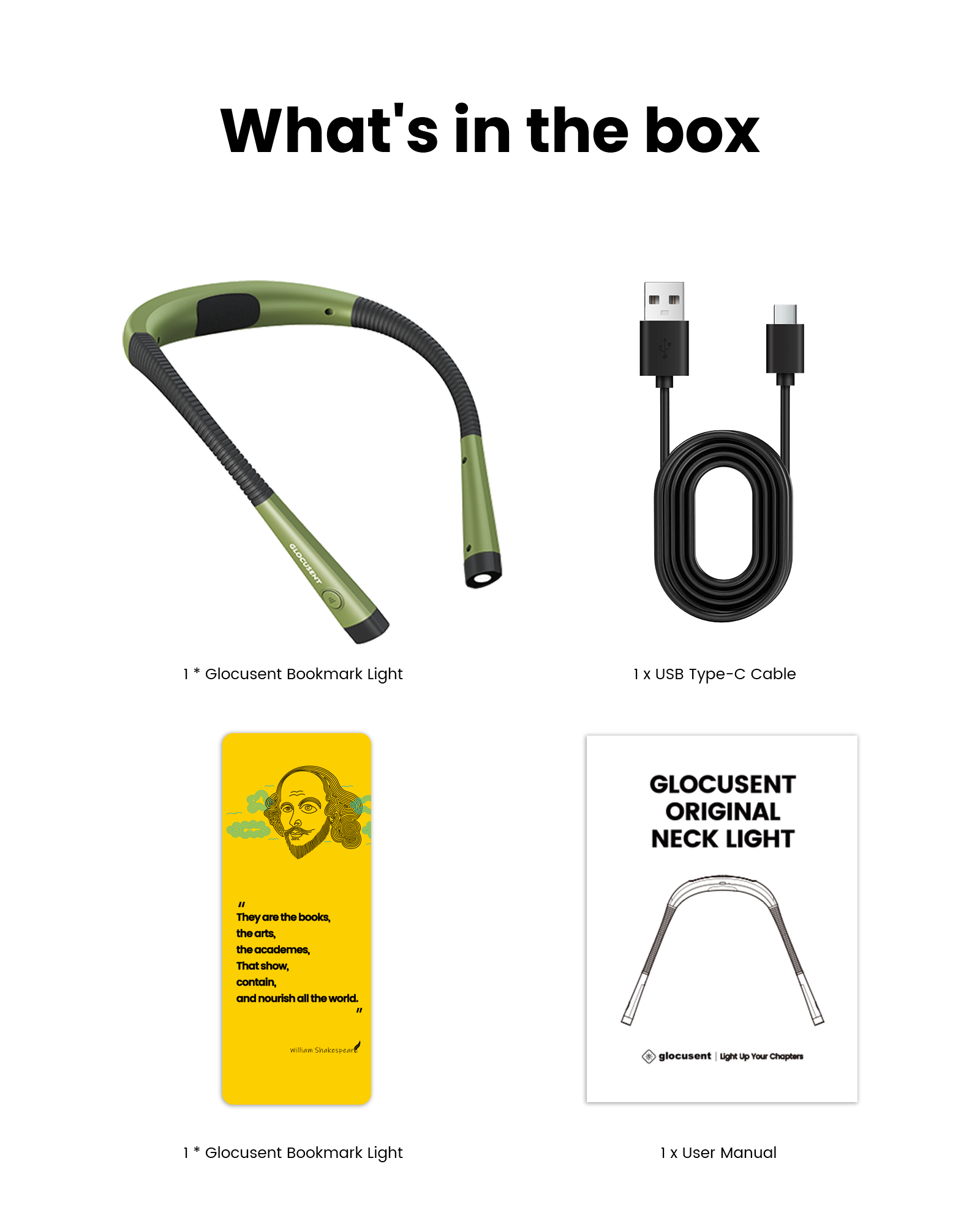 Glocusent Neck Light What's in the box