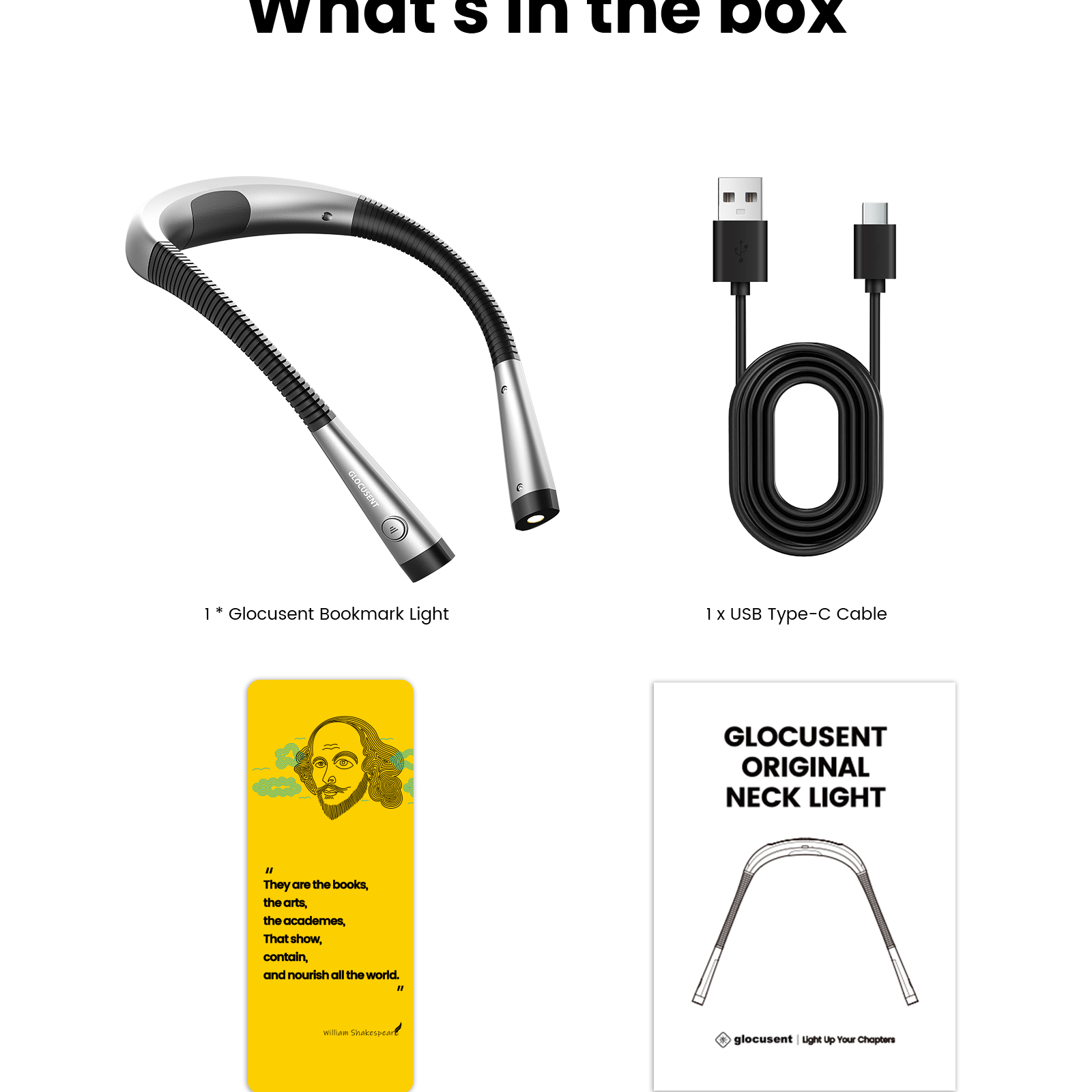 Glocusent Neck Light What's in the box
