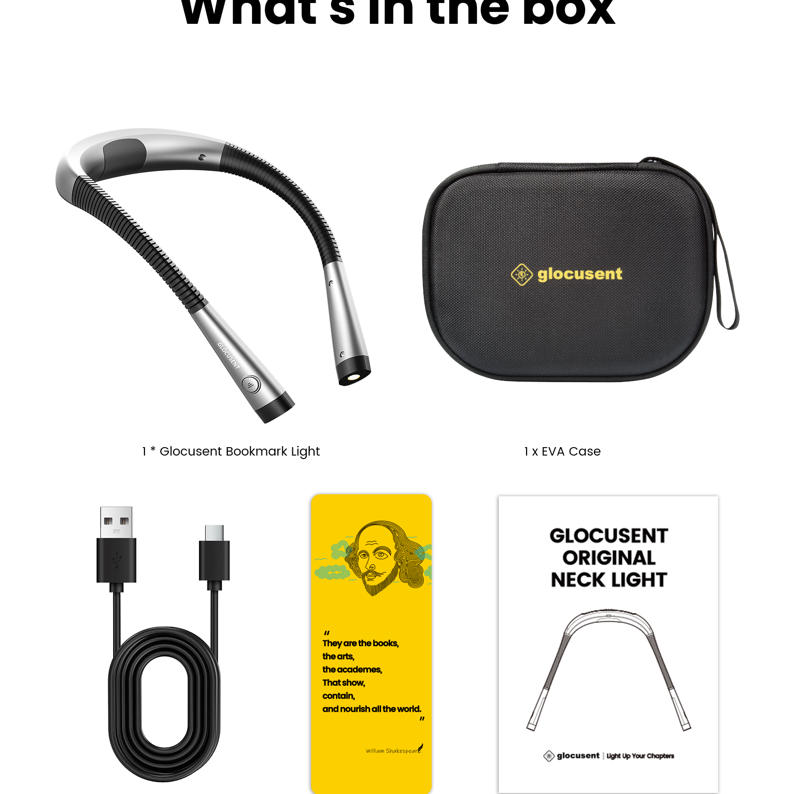 Glocusent Neck Light What's in the box