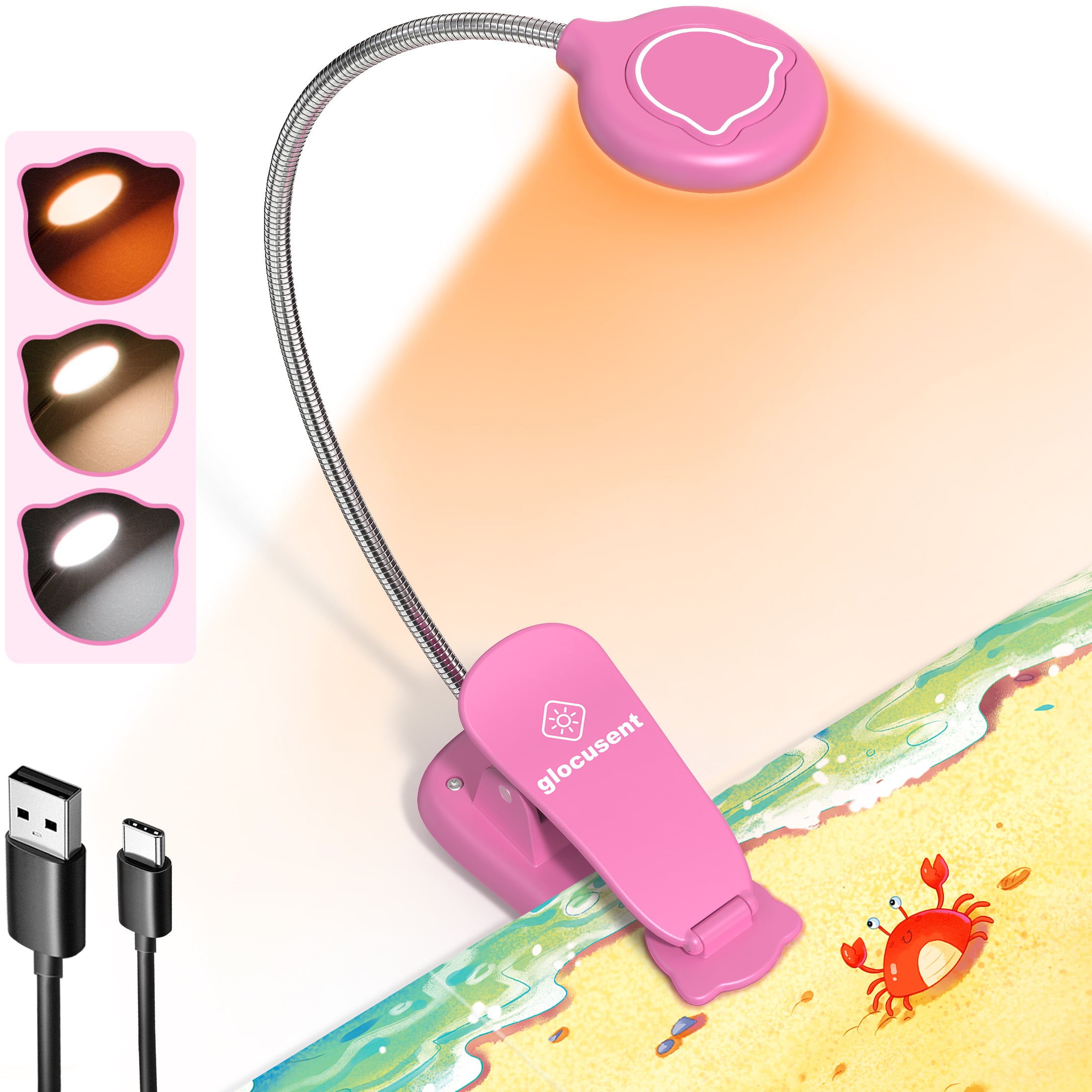 the best book reading light for kids,pink