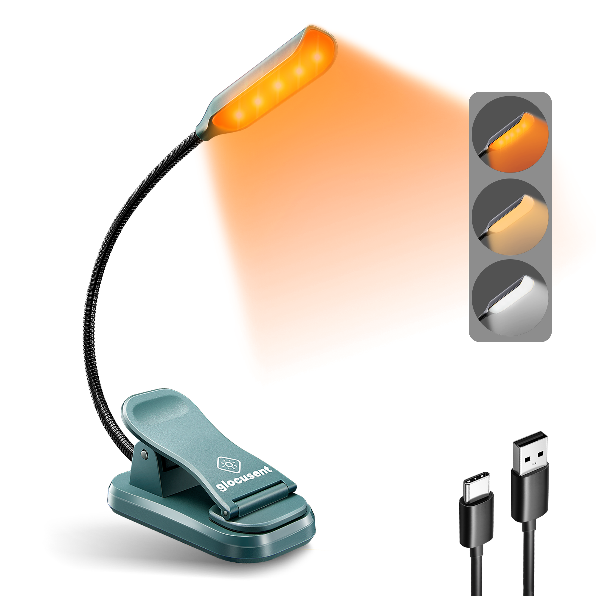 Glocusent Super Mini Clip-on Reading Light for Book in Bed, Green