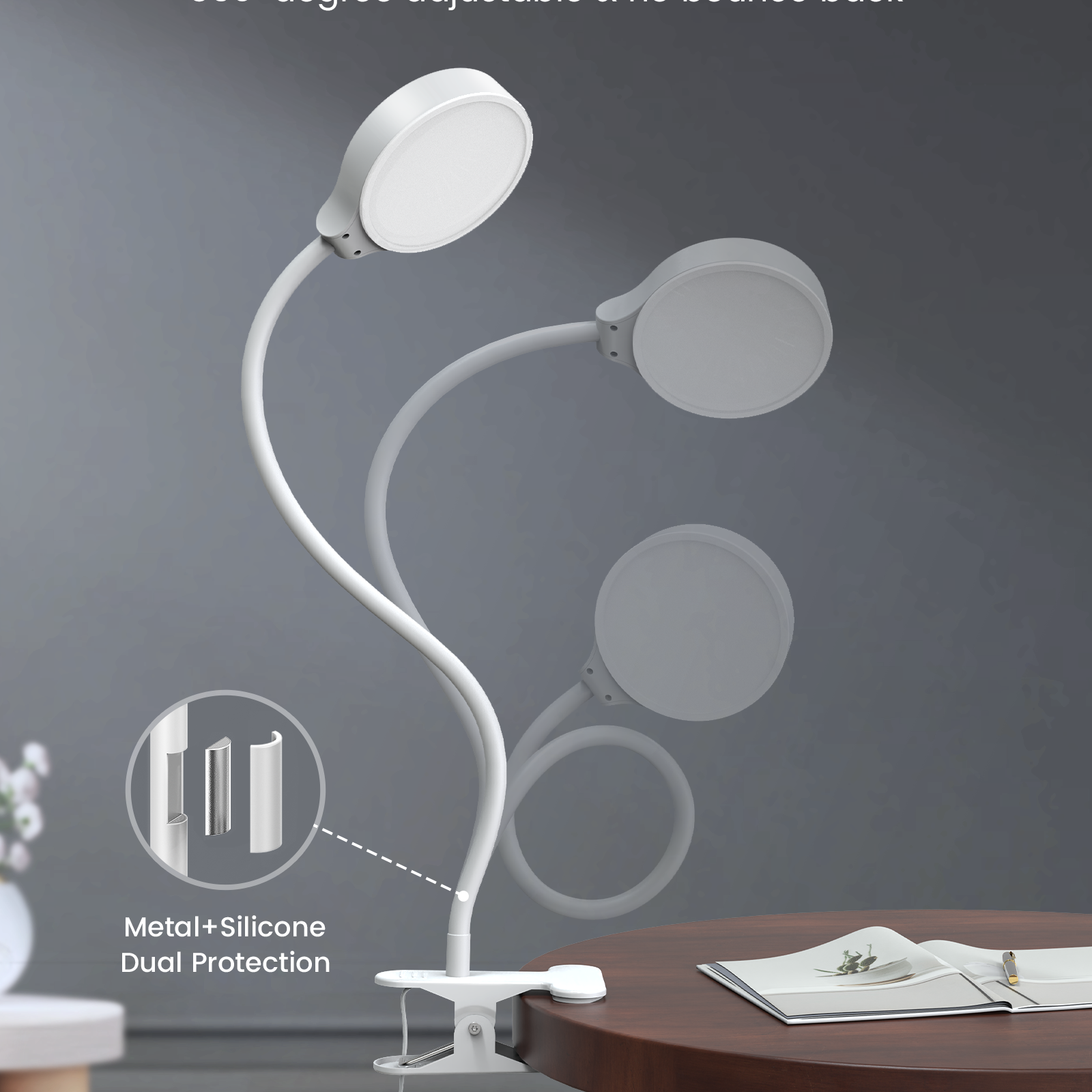 the best bed reading light has a flexible gooseneck