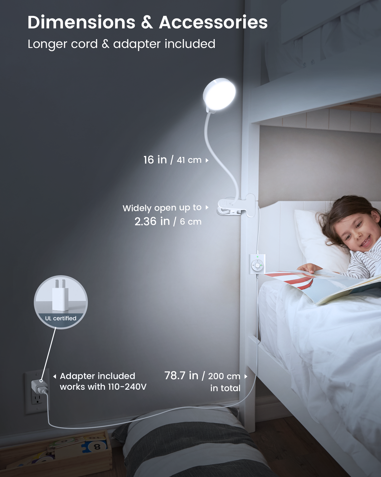 Glocusent LED Neck Reading Light, Book Light for Reading in Bed, 3 Colors, 6 for