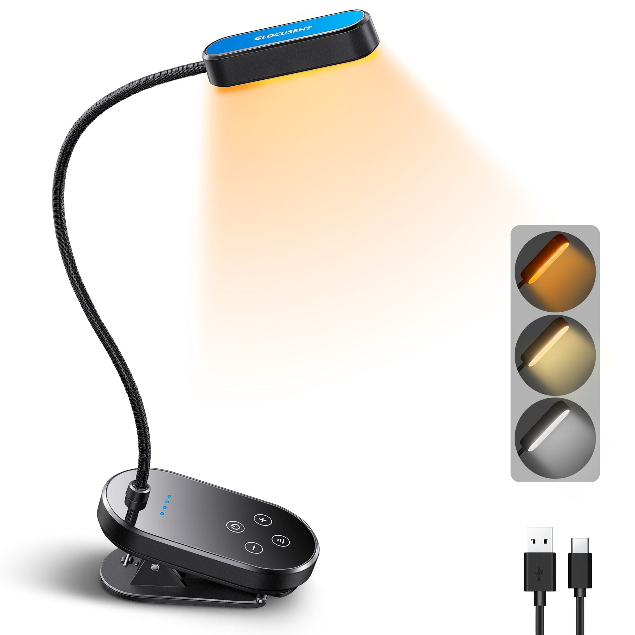 glocusent mini clip-on reading light, Jet Black