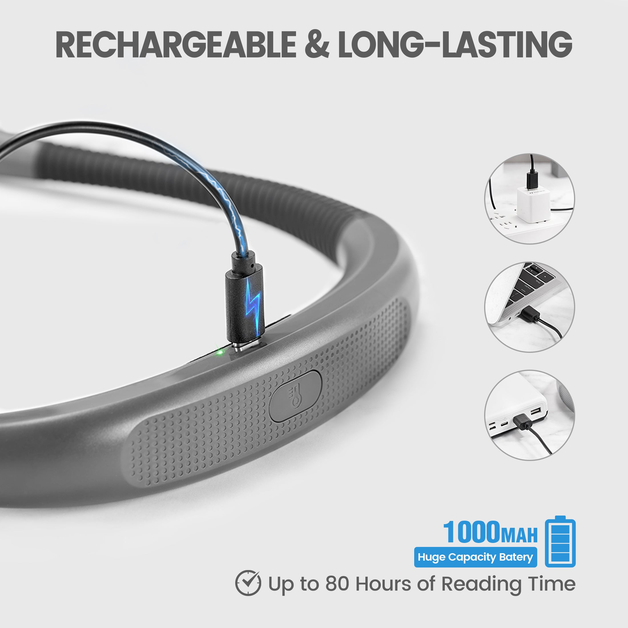 rechargeable and long-lasting book light for reading