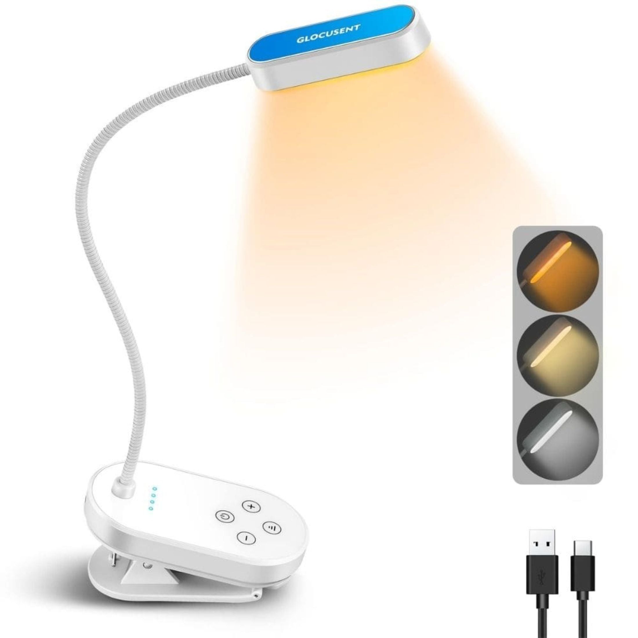 glocusent mini clip-on reading light, Pure White