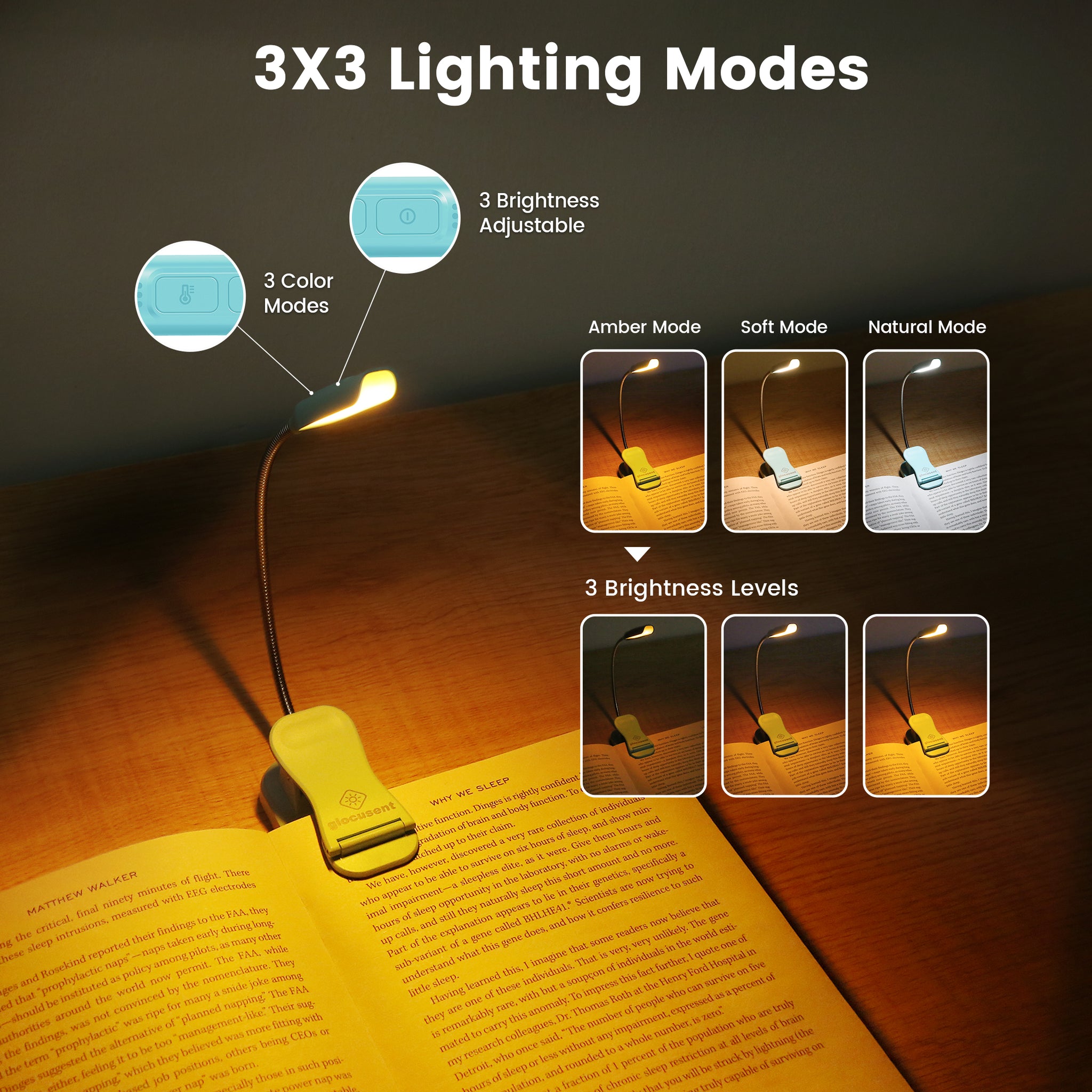 Mini Reading Light Black Pocket Sized Clip On Reading Light | Glocusent