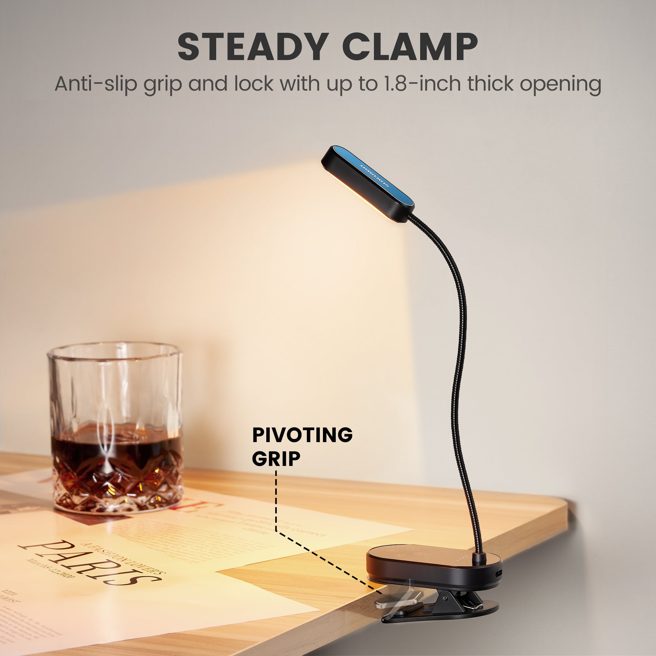 glocusent mini clip-on reading light
