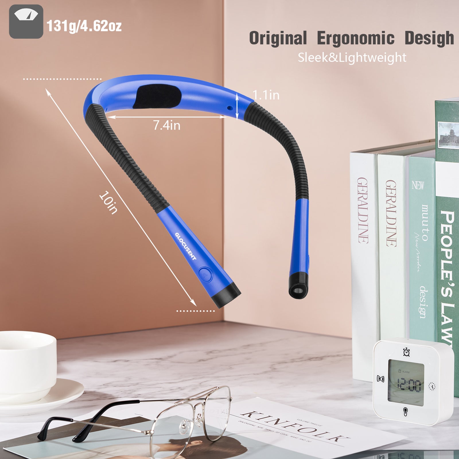 the best Neck Reading Light with Original Ergonomic Design, Blue