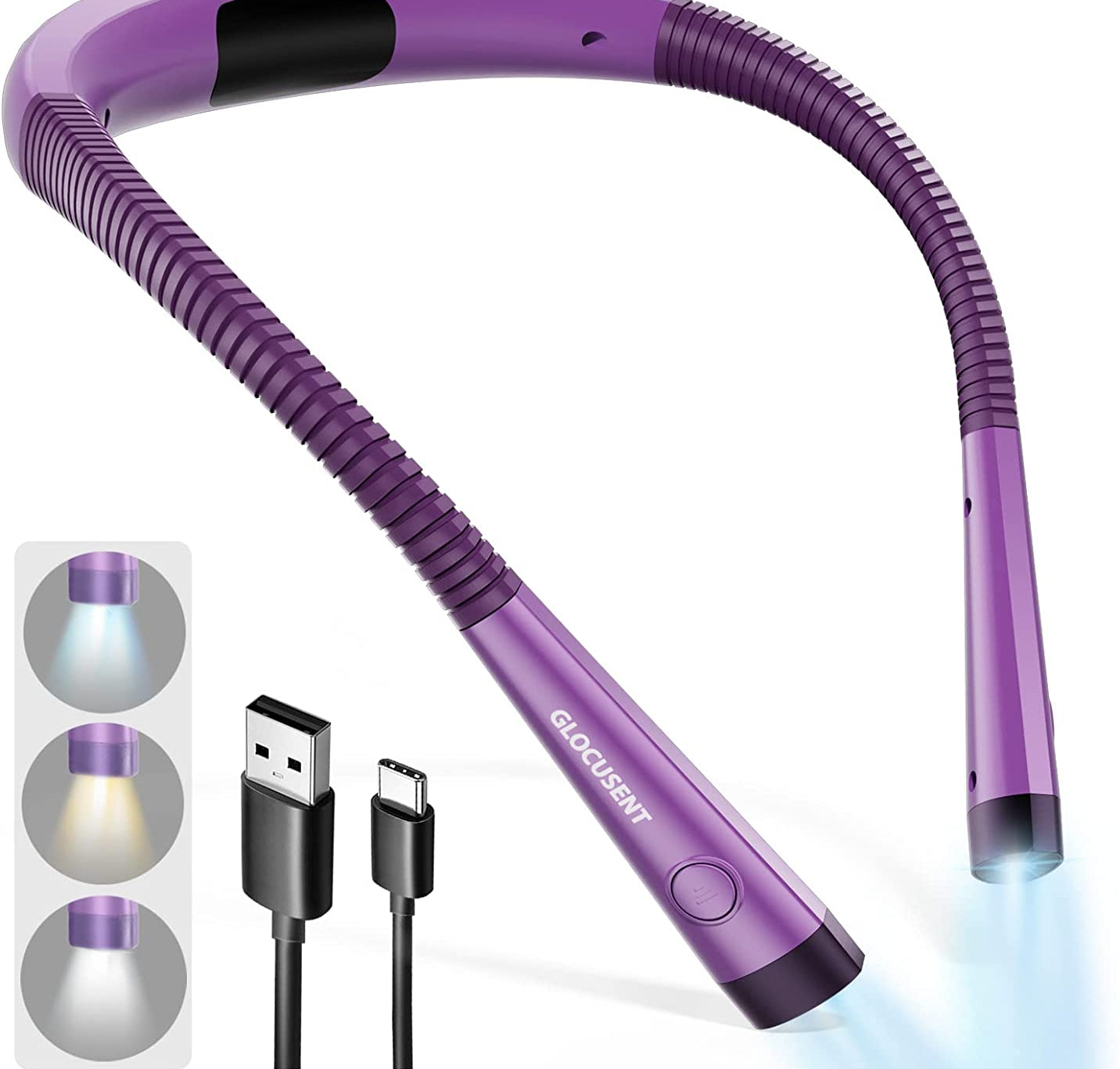 Glocusent Neck Reading Light, Purple