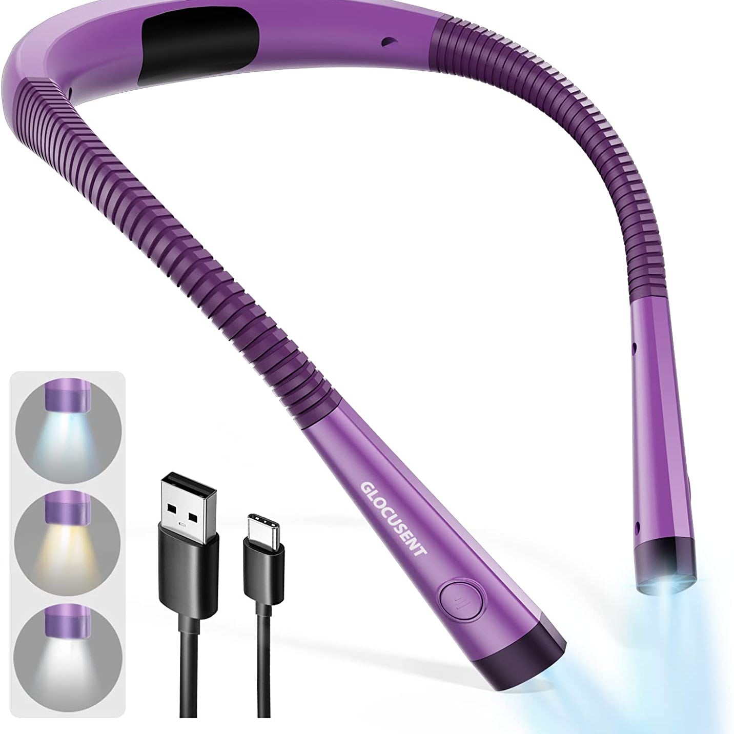 Glocusent Neck Reading Light, Purple