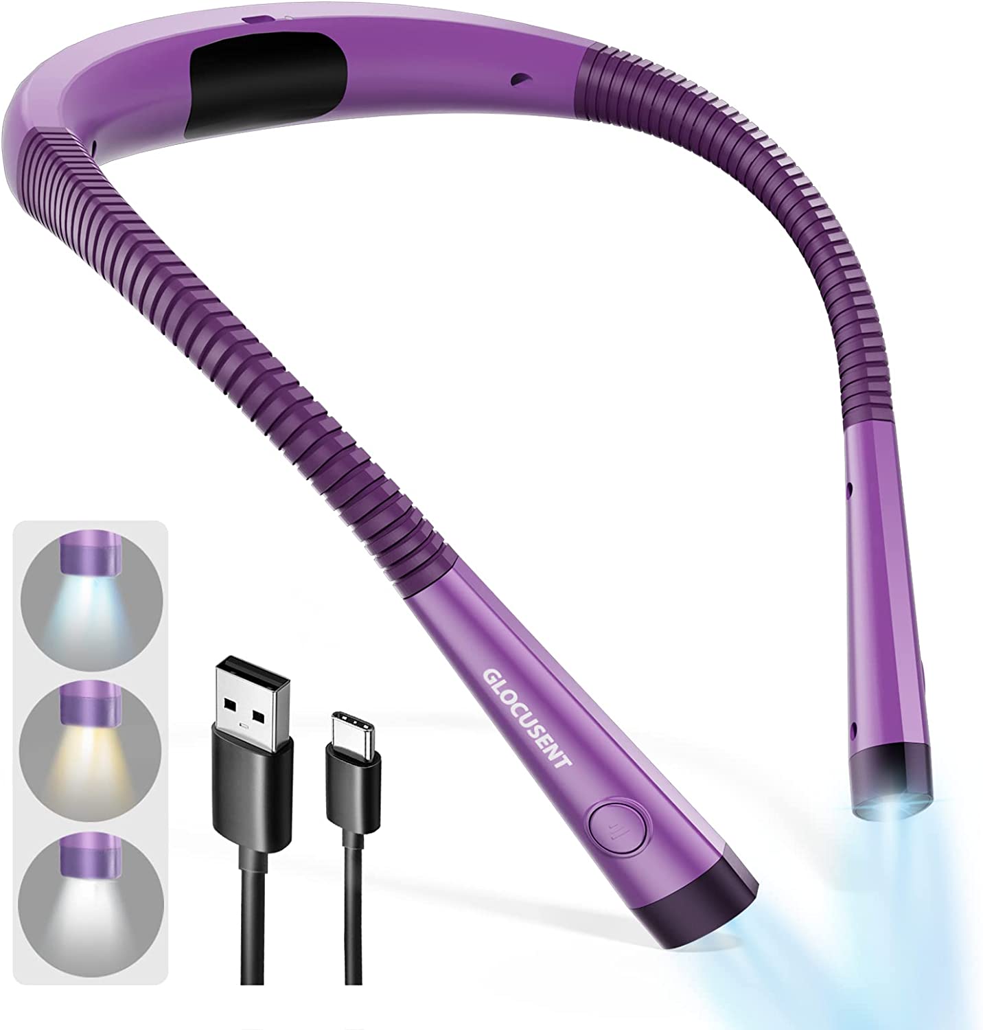 Glocusent Neck Reading Light, Purple