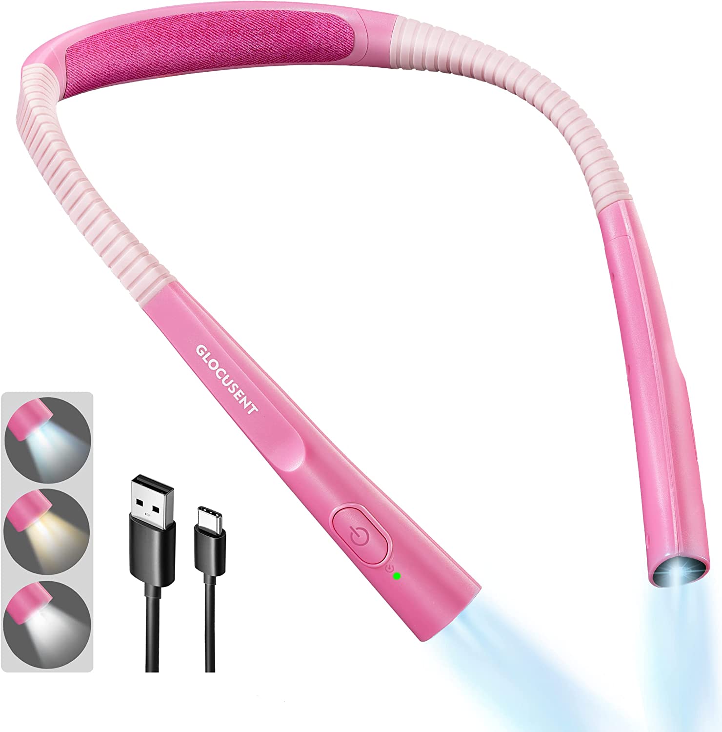 Glocusent neck light with auto-off timer, Pink