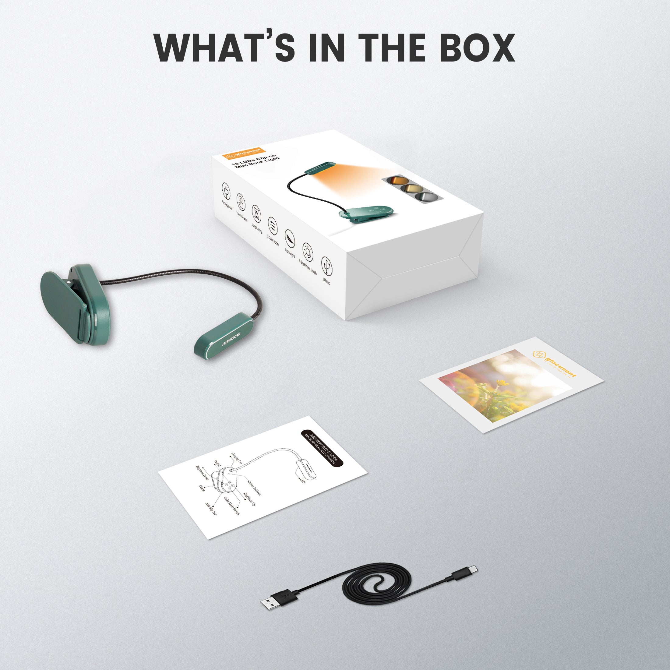 glocusent mini clip-on reading light