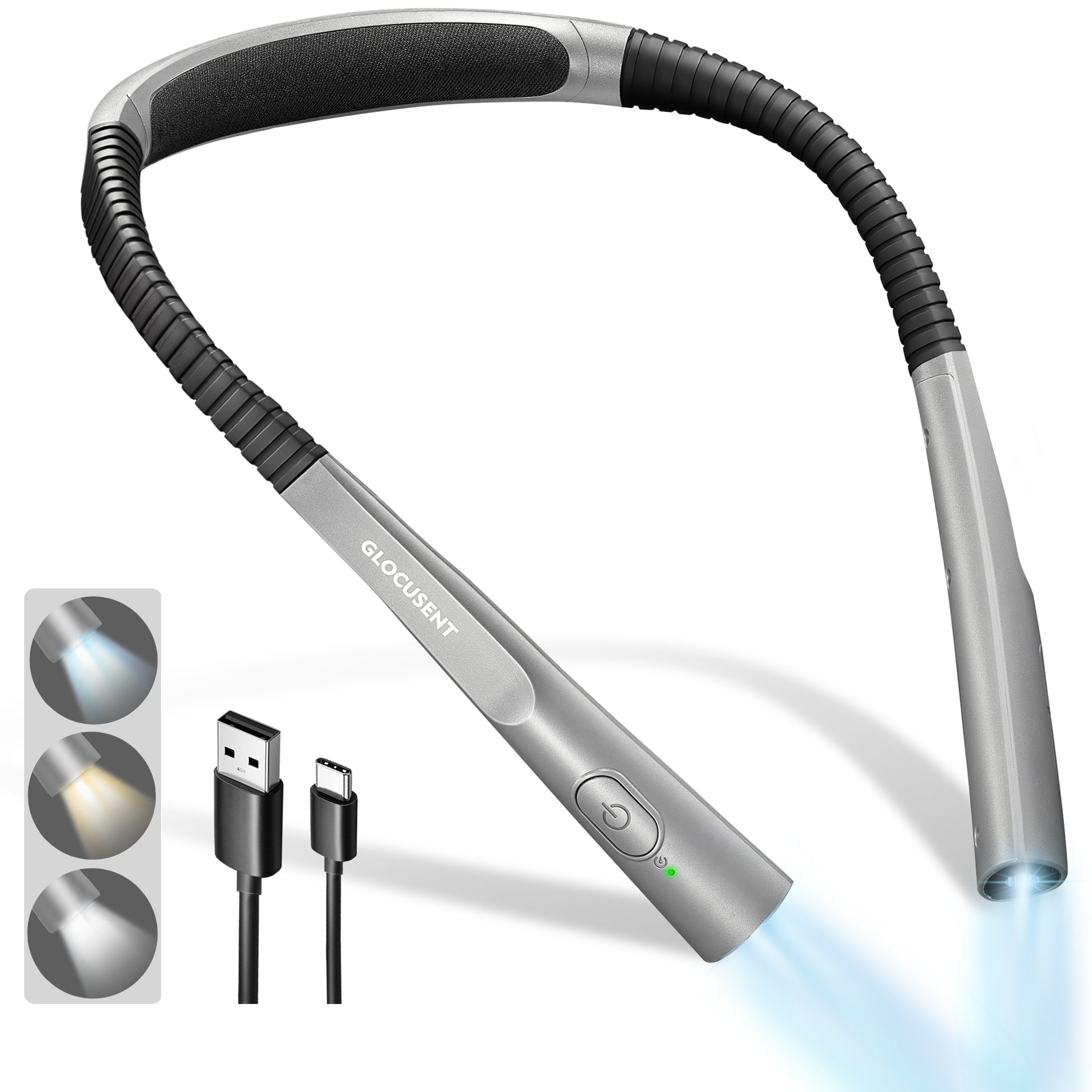 Glocusent neck light with auto-off timer, Gray