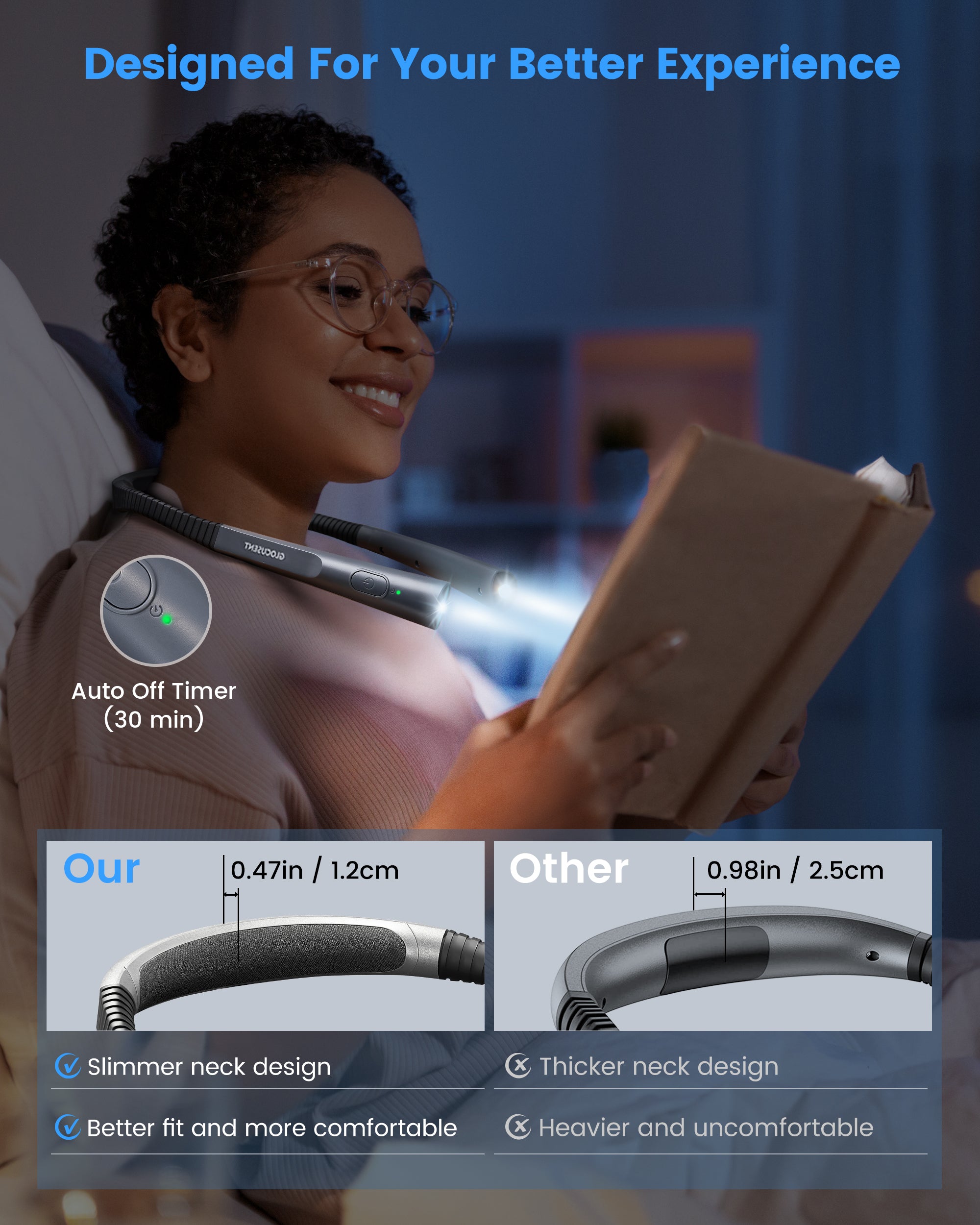 Upgraded neck light with slimmer body