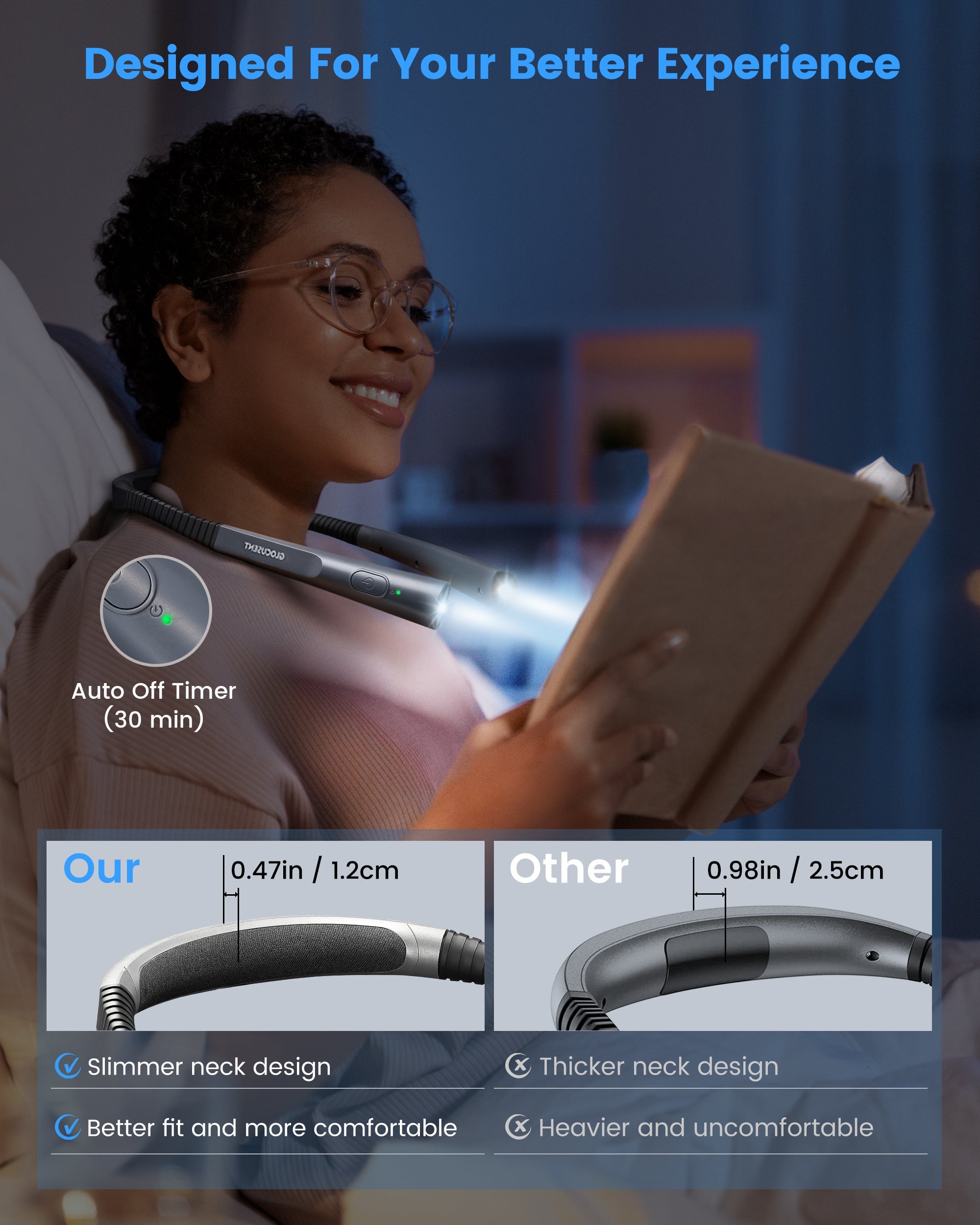 Upgraded neck light with slimmer body