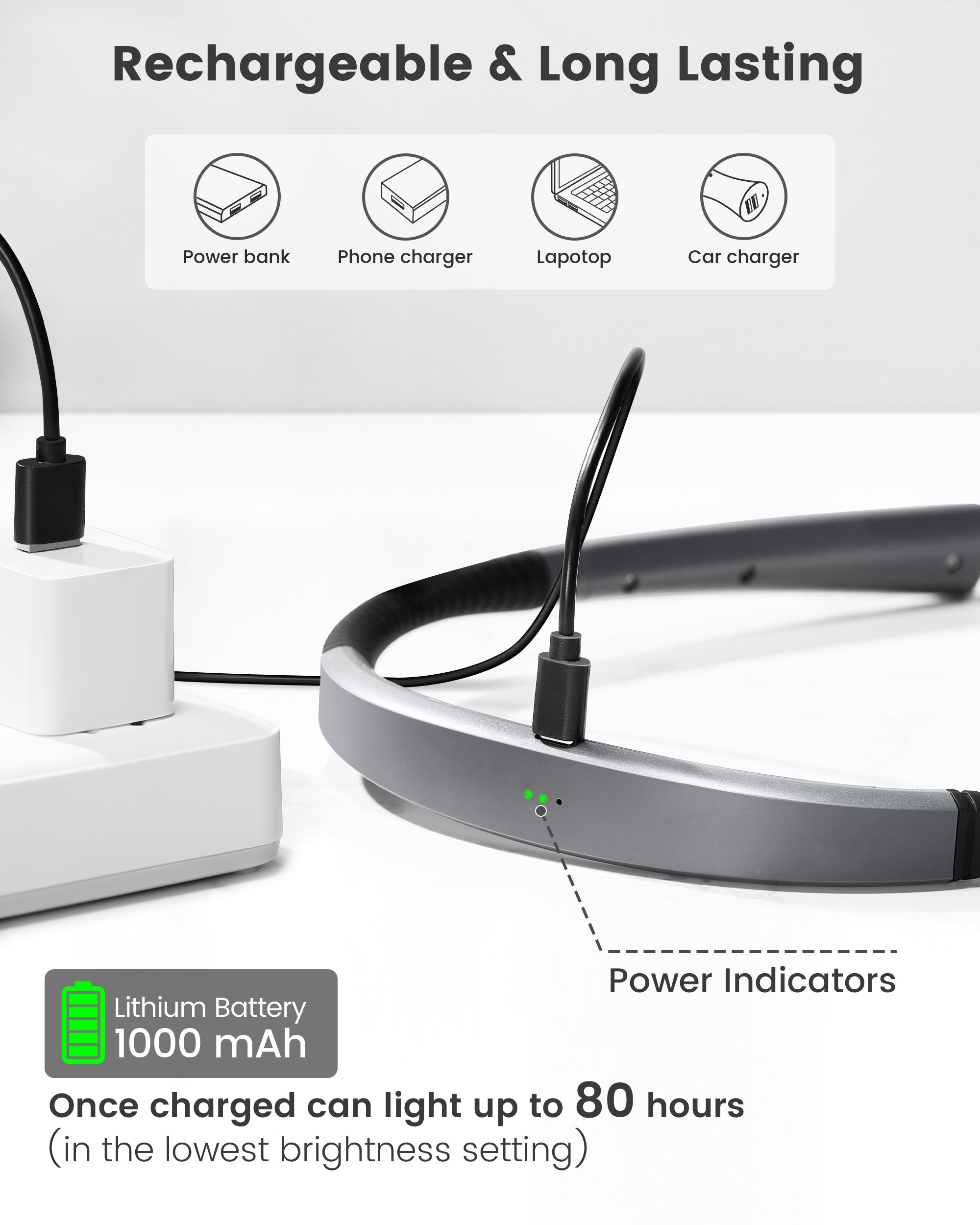 Glocusent Upgraded Rechargeable LED Neck Reading Light